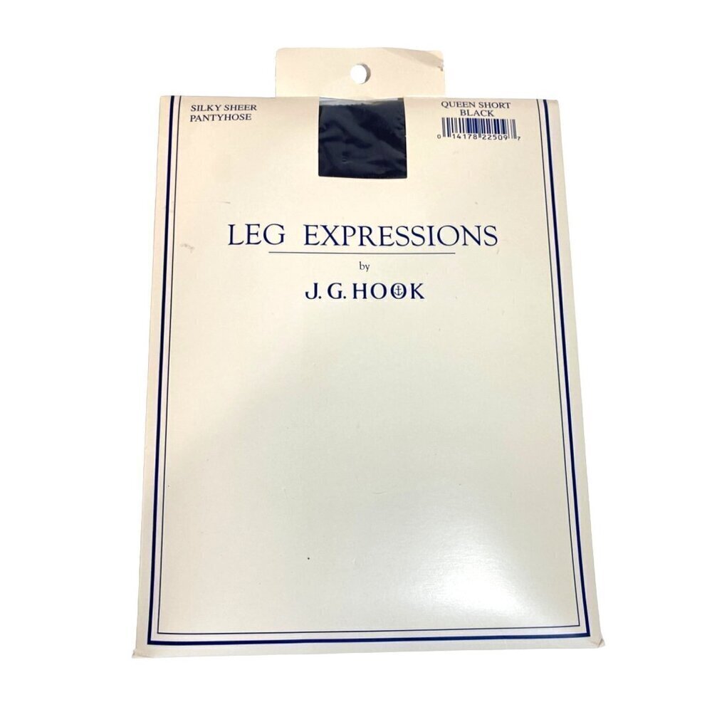 J.G. Hook Leg Expressions Silky Sheer Black Pantyhose Size‎ Queen Short